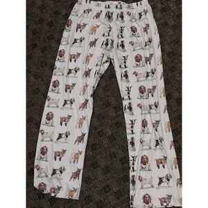 Cute Goat Print‎ Pajama Pants White Sleepwear Loungewear Women's Size Medium